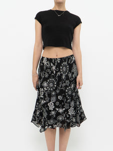 Vintage x Reversible Floral Chiffon Midi Skirt (XS, S)