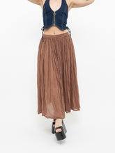 Load image into Gallery viewer, Vintage x Lightweight Brown Cotton Pleated Skirt (XS-M)