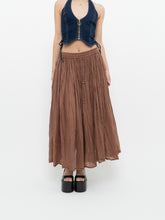 Load image into Gallery viewer, Vintage x Lightweight Brown Cotton Pleated Skirt (XS-M)