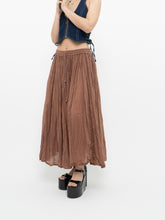 Load image into Gallery viewer, Vintage x Lightweight Brown Cotton Pleated Skirt (XS-M)