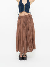 Load image into Gallery viewer, Vintage x Lightweight Brown Cotton Pleated Skirt (XS-M)