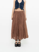 Load image into Gallery viewer, Vintage x Lightweight Brown Cotton Pleated Skirt (XS-M)