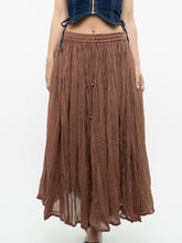 Load image into Gallery viewer, Vintage x Lightweight Brown Cotton Pleated Skirt (XS-M)