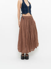 Load image into Gallery viewer, Vintage x Lightweight Brown Cotton Pleated Skirt (XS-M)