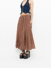 Load image into Gallery viewer, Vintage x Lightweight Brown Cotton Pleated Skirt (XS-M)