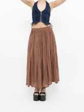 Load image into Gallery viewer, Vintage x Lightweight Brown Cotton Pleated Skirt (XS-M)