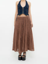 Load image into Gallery viewer, Vintage x Lightweight Brown Cotton Pleated Skirt (XS-M)