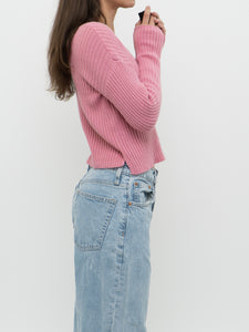 Modern x NOBO Cotton-Blend Pink Ribbed Knit Sweater (XS, S)