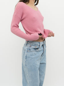 Modern x NOBO Cotton-Blend Pink Ribbed Knit Sweater (XS, S)