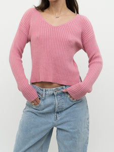 Modern x NOBO Cotton-Blend Pink Ribbed Knit Sweater (XS, S)