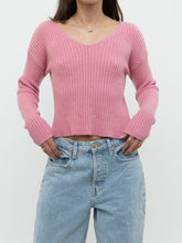 Load image into Gallery viewer, Modern x NOBO Cotton-Blend Pink Ribbed Knit Sweater (XS, S)