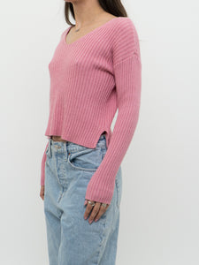 Modern x NOBO Cotton-Blend Pink Ribbed Knit Sweater (XS, S)