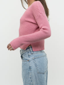 Modern x NOBO Cotton-Blend Pink Ribbed Knit Sweater (XS, S)