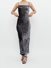 Load image into Gallery viewer, Vintage x Made in Canada x Grey Velvet Mesh Floral Dress (S)