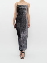 Load image into Gallery viewer, Vintage x Made in Canada x Grey Velvet Mesh Floral Dress (S)