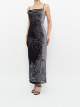 Load image into Gallery viewer, Vintage x Made in Canada x Grey Velvet Mesh Floral Dress (S)