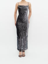 Load image into Gallery viewer, Vintage x Made in Canada x Grey Velvet Mesh Floral Dress (S)