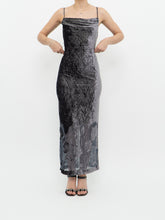 Load image into Gallery viewer, Vintage x Made in Canada x Grey Velvet Mesh Floral Dress (S)