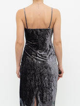 Load image into Gallery viewer, Vintage x Made in Canada x Grey Velvet Mesh Floral Dress (S)