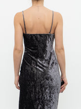 Load image into Gallery viewer, Vintage x Made in Canada x Grey Velvet Mesh Floral Dress (S)