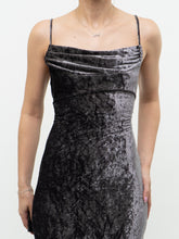 Load image into Gallery viewer, Vintage x Made in Canada x Grey Velvet Mesh Floral Dress (S)