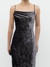 Load image into Gallery viewer, Vintage x Made in Canada x Grey Velvet Mesh Floral Dress (S)