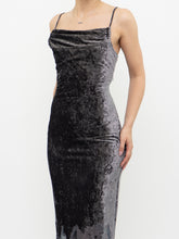 Load image into Gallery viewer, Vintage x Made in Canada x Grey Velvet Mesh Floral Dress (S)