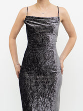 Load image into Gallery viewer, Vintage x Made in Canada x Grey Velvet Mesh Floral Dress (S)