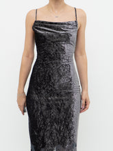 Load image into Gallery viewer, Vintage x Made in Canada x Grey Velvet Mesh Floral Dress (S)