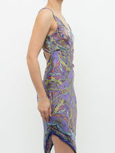 Load image into Gallery viewer, Vintage x LE CHATEAU Purple Paisley Satin Dress (XS, S)