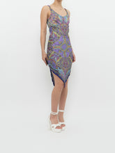 Load image into Gallery viewer, Vintage x LE CHATEAU Purple Paisley Satin Dress (XS, S)