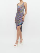 Load image into Gallery viewer, Vintage x LE CHATEAU Purple Paisley Satin Dress (XS, S)