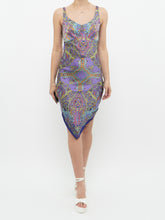 Load image into Gallery viewer, Vintage x LE CHATEAU Purple Paisley Satin Dress (XS, S)