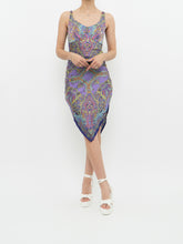 Load image into Gallery viewer, Vintage x LE CHATEAU Purple Paisley Satin Dress (XS, S)