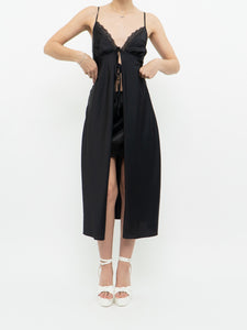 Modern x Black Satin Front-tie Top/Dress (S)