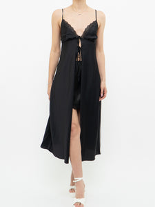 Modern x Black Satin Front-tie Top/Dress (S)