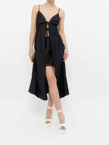 Modern x Black Satin Front-tie Top/Dress (S)