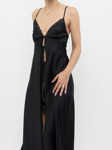 Modern x Black Satin Front-tie Top/Dress (S)