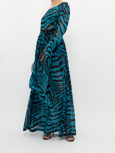 Modern x Teal, Black Flowy Semi-sheer Zebra Dress (S,M)