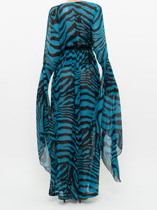 Modern x Teal, Black Flowy Semi-sheer Zebra Dress (S,M)