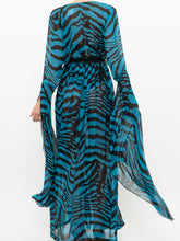 Load image into Gallery viewer, Modern x Teal, Black Flowy Semi-sheer Zebra Dress (S,M)