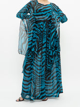 Load image into Gallery viewer, Modern x Teal, Black Flowy Semi-sheer Zebra Dress (S,M)