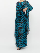 Load image into Gallery viewer, Modern x Teal, Black Flowy Semi-sheer Zebra Dress (S,M)