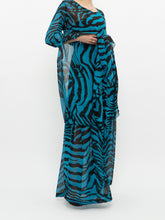 Load image into Gallery viewer, Modern x Teal, Black Flowy Semi-sheer Zebra Dress (S,M)