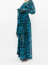 Load image into Gallery viewer, Modern x Teal, Black Flowy Semi-sheer Zebra Dress (S,M)