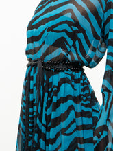 Load image into Gallery viewer, Modern x Teal, Black Flowy Semi-sheer Zebra Dress (S,M)