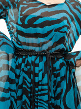 Load image into Gallery viewer, Modern x Teal, Black Flowy Semi-sheer Zebra Dress (S,M)