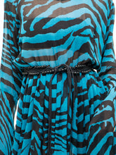 Load image into Gallery viewer, Modern x Teal, Black Flowy Semi-sheer Zebra Dress (S,M)