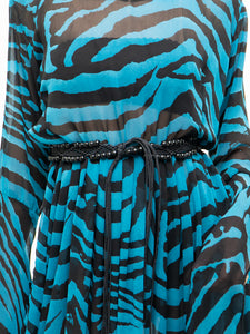 Modern x Teal, Black Flowy Semi-sheer Zebra Dress (S,M)