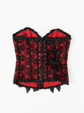 Load image into Gallery viewer, DEADSTOCK x BLUSHING DOLL Black &amp; Red Lace Corset (M, L)